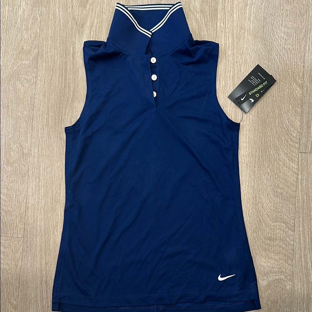 Nike Women's Navy Sleeveless Polo Tank